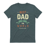 Best Dad in the World, Retro Vintage Look T-Shirt in Dark Heather - back view
