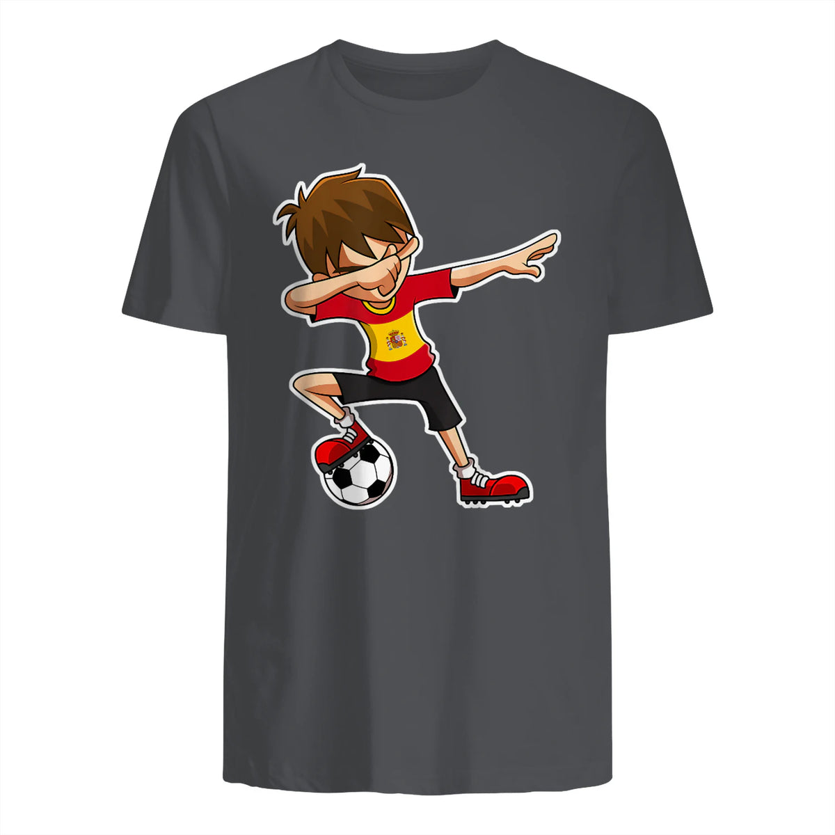 Dabbing Football Garçon Espagne Jersey, Espagnol Enfants Dab in Charcoal - back view