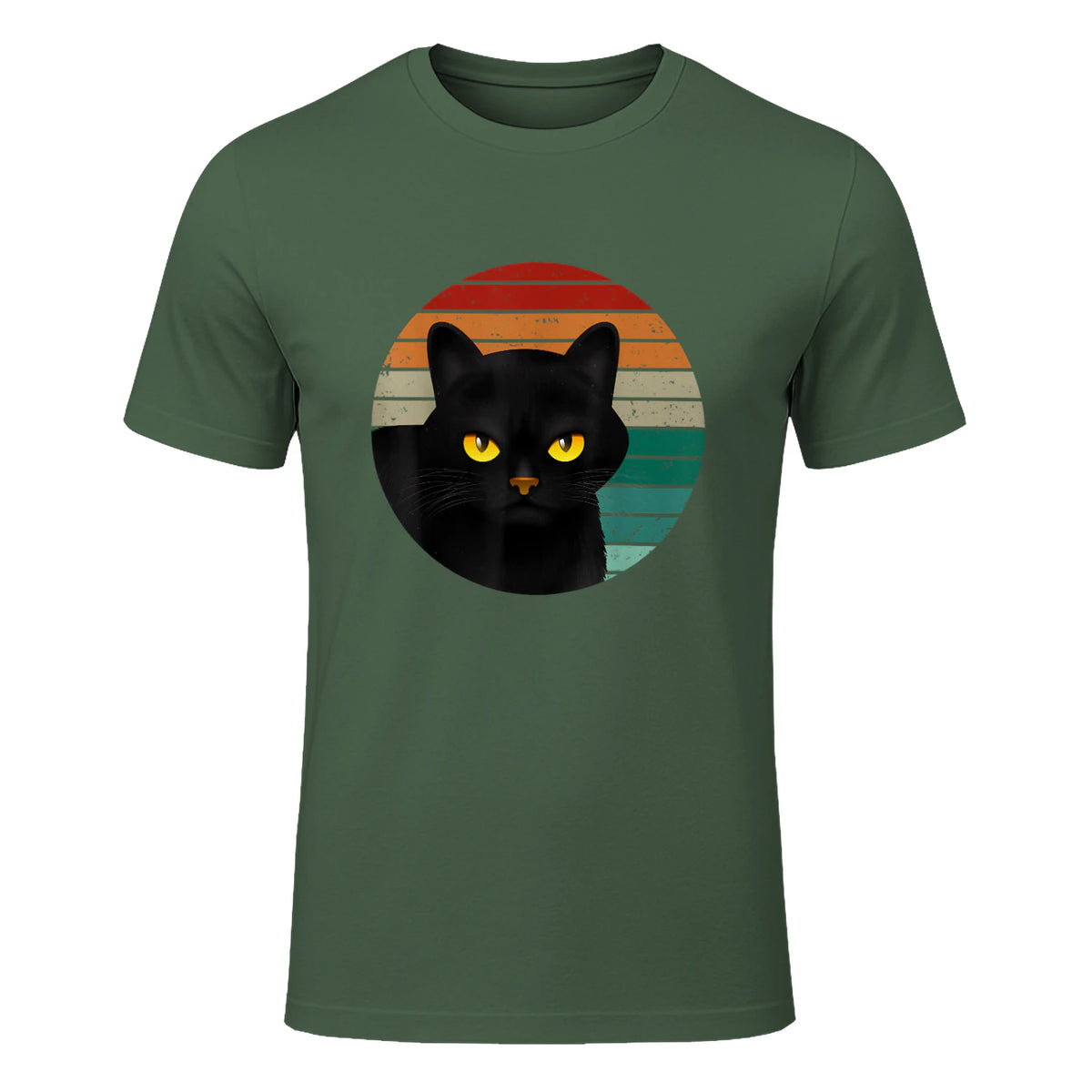 Chats Vintage Cat I Style rétro Chats noirs in Military Green - front view