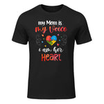Autism Mom Support ASD T-Shirt in Black - front view