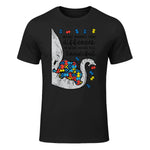 What Makes You Different Autism Awareness T-Shirt in Black - front view