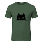 Chemise avec motif de chat dans une poche pour enfants, femmes, hommes, amoureux des chats in Military Green - front view