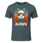 Bester Papa Alpapa Alpaka Frischgebackener Papa Vatertag T-Shirt in Dark Heather - front view