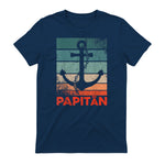 Papitän Papa und Kapitän Lustiges Retro Anker Vatertag in Navy - back view