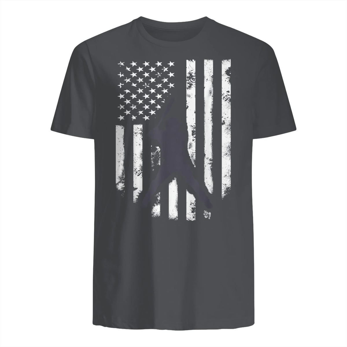 American Flag Baseball Shirt Cool Distressed Jersey Gift Tee T-Shirt in Charcoal - back view