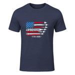 American Fourth of July Anniversary T-Shirt in Heather Navy - front view