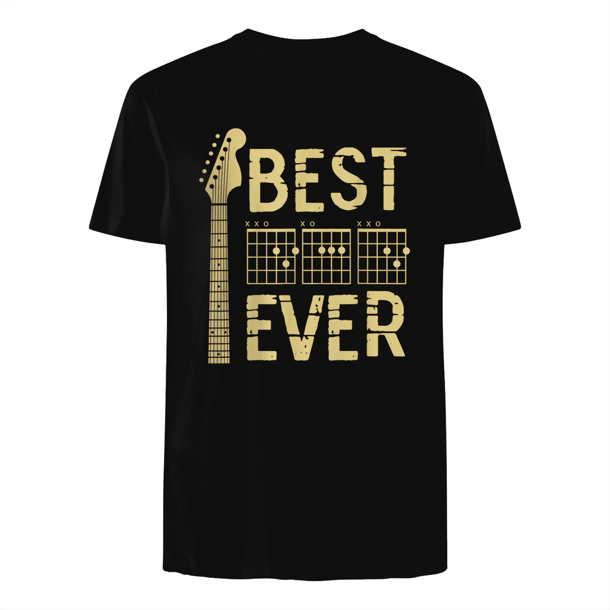 Best Dad Ever Guitar Chord T-Shirt in Black - back view