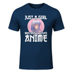 Manga & Anime Outfits for Women & Girls Anime Girl Merch Otaku Gift Just A Girl Who Loves Anime in Navy - front view