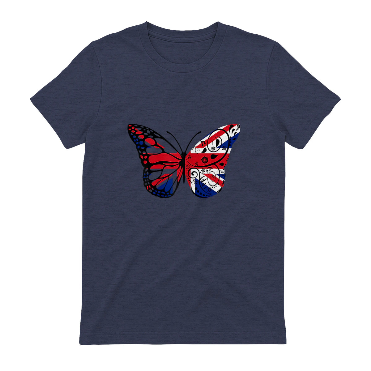 Union Jack Butterfly Butterflies Flag Wings British UK Flag in Heather Navy - back view