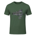 Dirt Bike American Flag T-Shirt Motocross Enduro Shirt T-Shirt in Military Green - front view