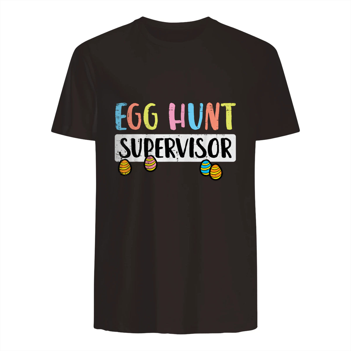 Easter Egg Hunt Supervisor Funny Mom Dad Men Women Kids T-Shirt in Dark Chocolate - back view