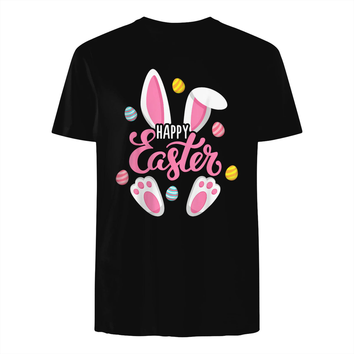Happy Easter Bunny Women Girls Rabbit Easter Egg Hunt Funny in Black - back view