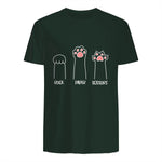 Introvert Cat Animal Rescue Pet Lover Apparel Rock Paper Scissors Hand Game Cute Paw Funny Cat T-Shirt in Forest Green - back view