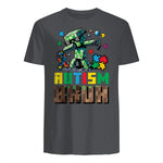 Autism Bruh Dab ASD Awareness Gamer Boys Kids Youth in Charcoal - back view