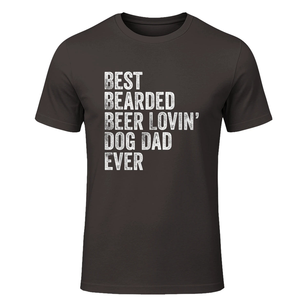Best Bearded Beer Lovin Dog Dad T-Shirt Pet Lover Owner Gift in Dark Chocolate - front view