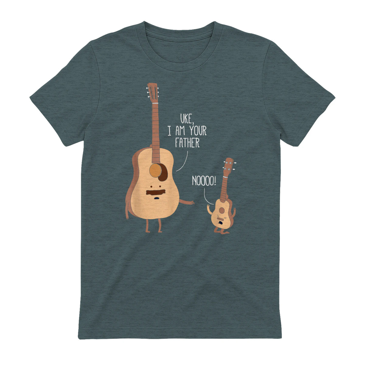 Uke I Am Your Father T Shirt Ukulele Guitar Music in Dark Heather - back view