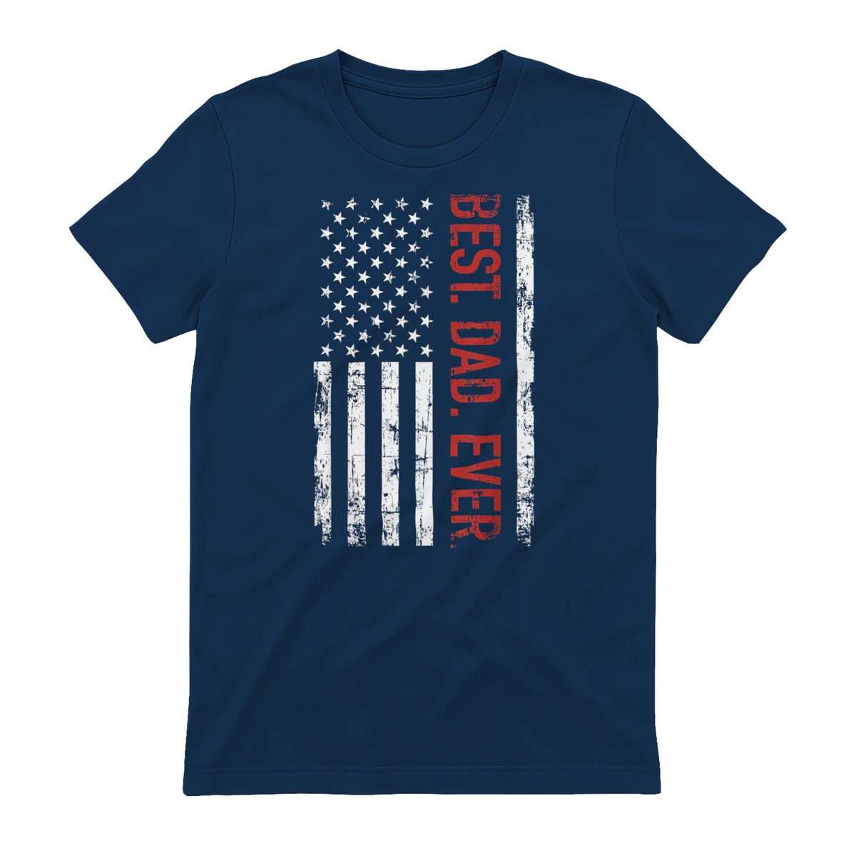 Best dad ever US american flag gift for father's day Short Sleeve in Navy - back view