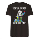 Vintage Father Son Family Autistic Kids Autism Awareness Dad in Dark Chocolate - back view