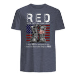 On Friday We Wear Red Military R.E.D Friday Military Remember Everyone Deployed Unisex-Adults US Flag T-Shirt Black Smal in Heather Navy - back view