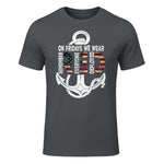 On Fridays We Wear Red Remember Everyone Deployed Navy T-Shirt in Charcoal - front view