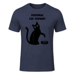 Personal Cat Servant Shirt Funny Black Cat Lover Gift in Heather Navy - front view