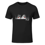 Anime in Japanese Characters Kawaii Eyes Face Short Sleeve in Black - front view