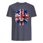 Union Jack UK Flag Lion Face Great Britain Union Jack Flag in Heather Navy - back view