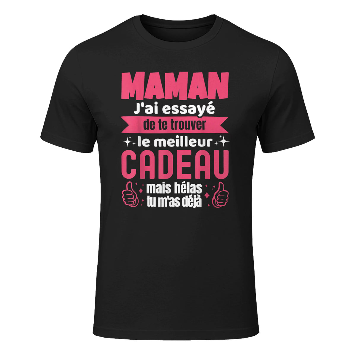 Fete des Meres Tshirt Maman Idee Fete des Mere Personnalisé in Black - front view