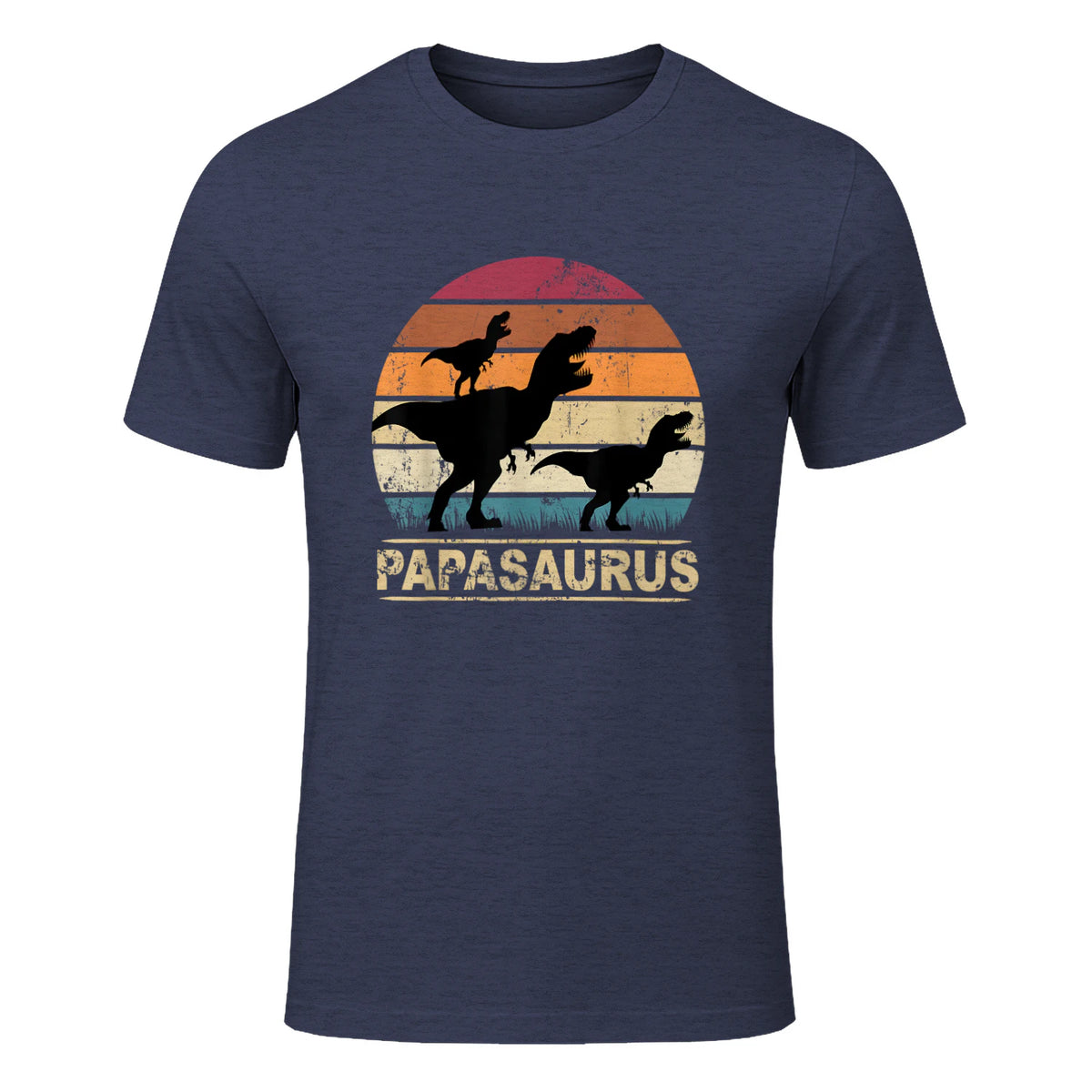Papasaurus Dinosaurier Papa Tyrannosaurus Dino Doppelpack in Heather Navy - front view