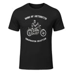 Sprüchewerkstatt Sons mit Arthritis Ibuprofen Chapter Motorradfahrer für Herren, Schwarz, in Black - front view