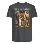 Black Cowboy Western Rodeo Melanin Black History Texas Men T-Shirt in Charcoal - back view