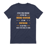 Départ Métier Super Patron Humour Beau Gosse Patron in Heather Navy - back view