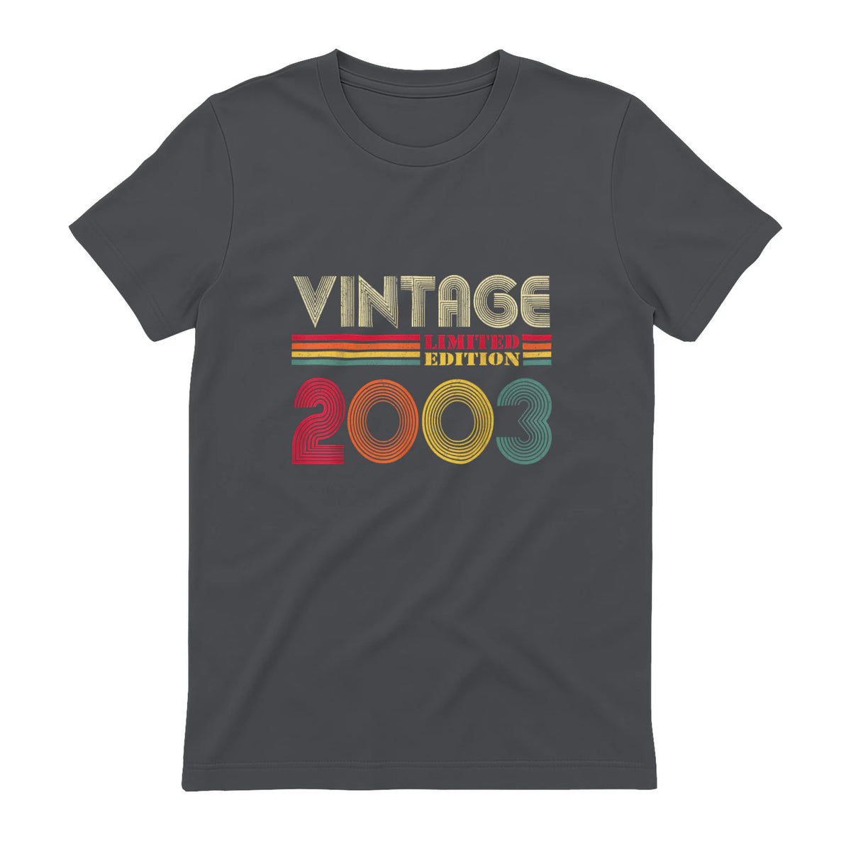 Vintage Twenty-First Birthday Gift T-Shirt in Charcoal - back view