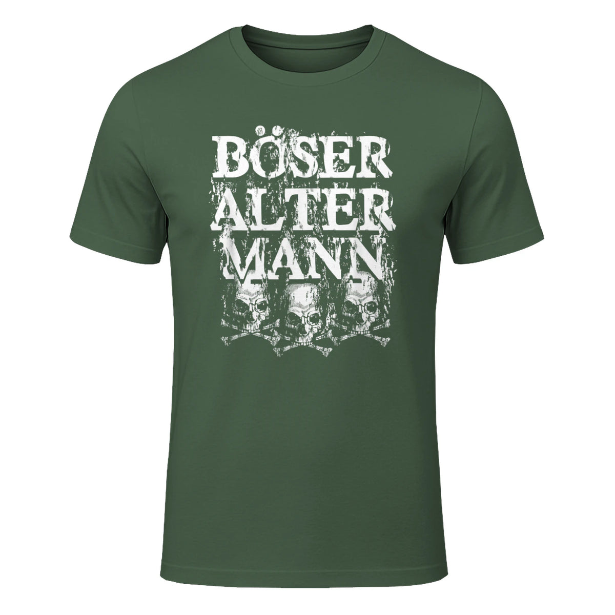 Opa & Großvater Männer Geschenke Vintage Totenkopf Schwarz, S Herren, Halbarm, in Military Green - front view