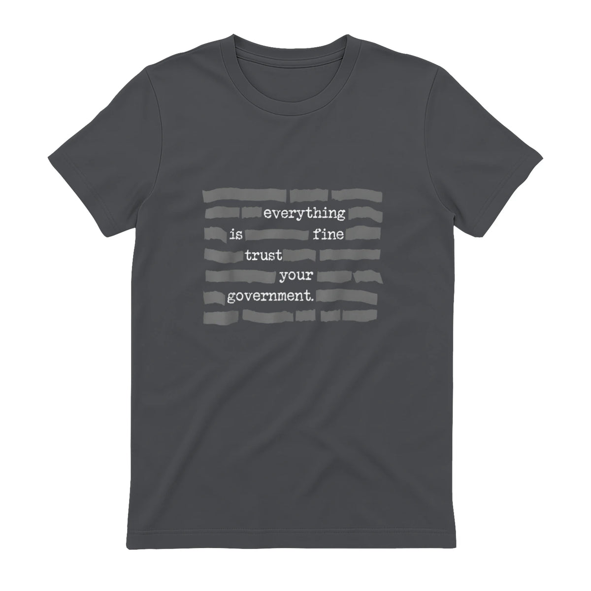Everything Is Fine Trust Your Government Conspiracy Theory in Charcoal - back view