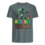 Autism Bruh Dab ASD Awareness Gamer Boys Kids Youth in Dark Heather - back view