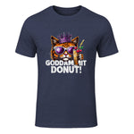 Donut Princess Cat Meme Tee – Kawaii Funny Cartoon Style T-Shirt in Heather Navy - front view