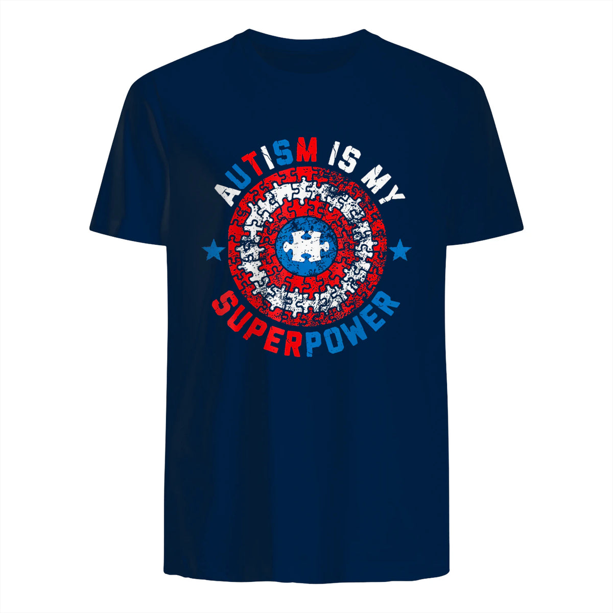 Autism is My Superpower Autism Awareness Autistic for Boys in Navy - back view