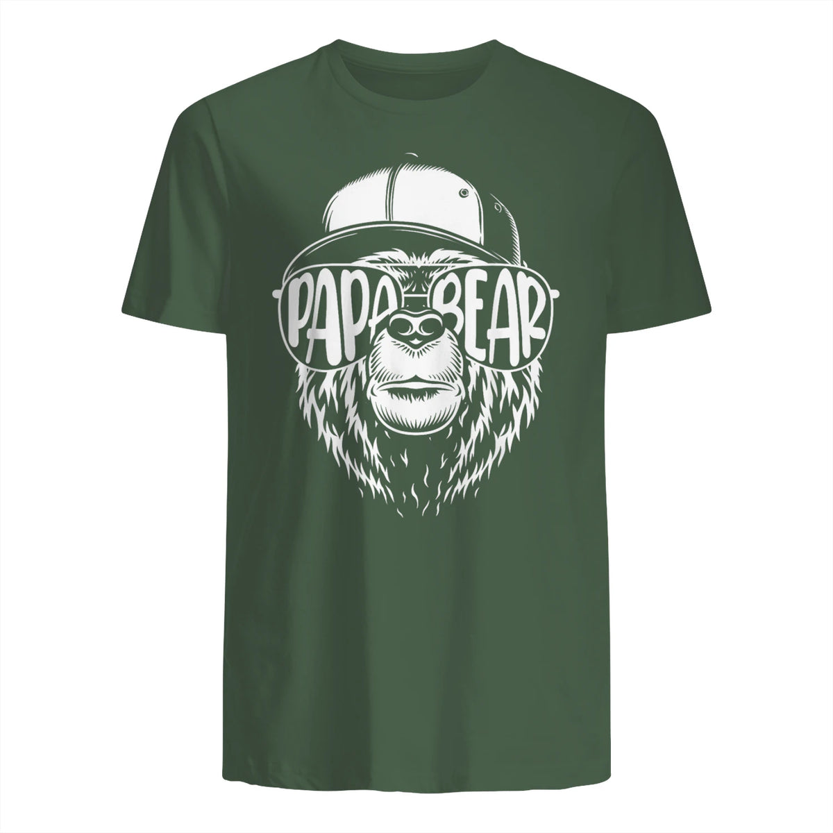 Grandfather Grandpa Son Daughter Children Gift Vatertag Schwarz Small Classic Fit Cartoon Bär Family Män in Military Green - back view