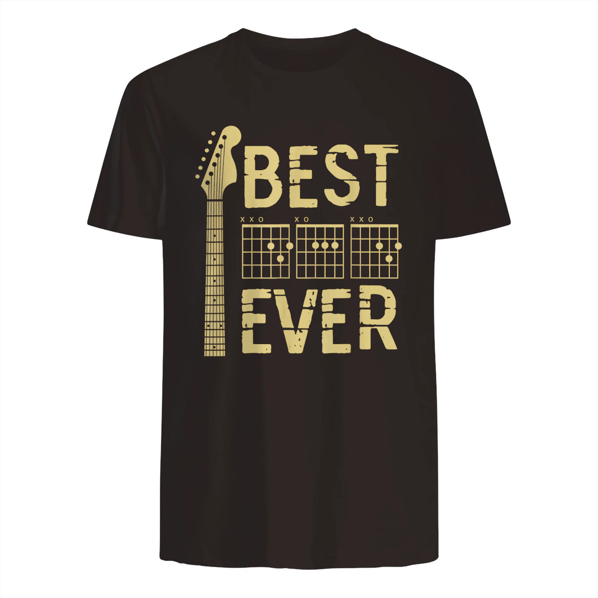 Best Dad Ever Guitar Chord T-Shirt in Dark Chocolate - back view