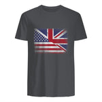 Vintage Half American Half British Flag Great Britain USA T-Shirt in Charcoal - back view