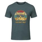 Retro I do What I Want cat Funny cat Lover T-Shirt Small in Dark Heather - front view