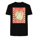 Vintage Japanese Cat Kawaii Cat Lover Meowing Tshirt in Black - back view