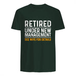 Funny Retirement Party Men's T-Shirt - Dad Humor, Classic Fit, Short Sleeve - Black in Forest Green - back view