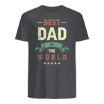 Best Dad in the World, Retro Vintage Look T-Shirt in Charcoal - back view