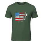 American Fourth of July Anniversary T-Shirt in Military Green - front view