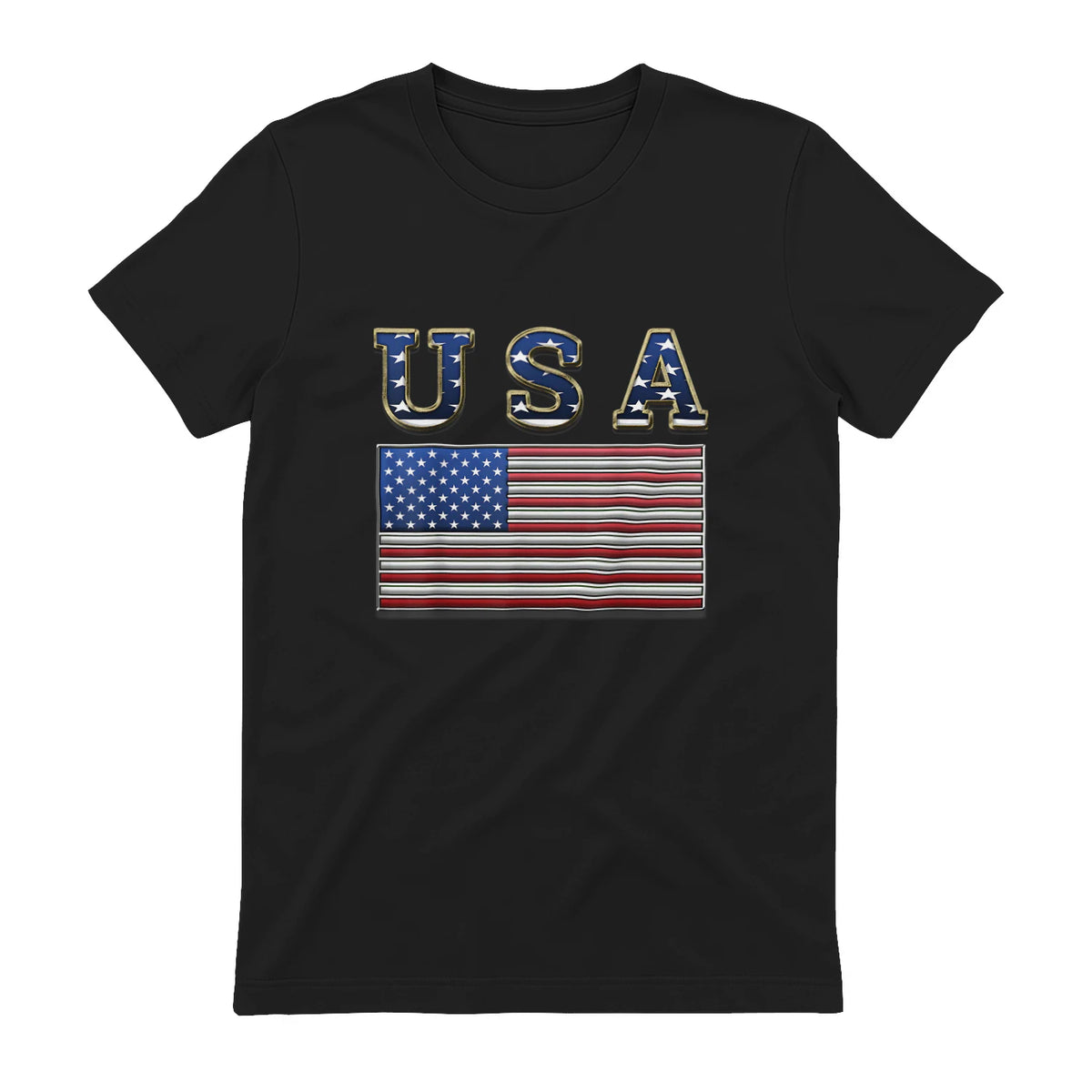 USA American Flag United States US Patriotic T-Shirt in Black - back view