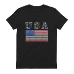 USA American Flag United States US Patriotic T-Shirt in Black - back view