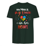 Autism Mom Support ASD T-Shirt in Forest Green - back view