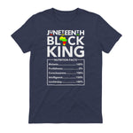 Juneteenth Black King Nutritional Facts Melanin Men Father in Heather Navy - back view